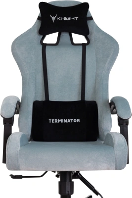 Кресло игровое Knight Terminator серо-голубой Light-28 крестов. металл