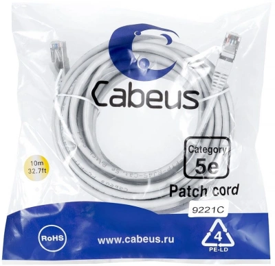 Патч-корд Cabeus PC-FTP-RJ45-CAT.5E-20M-LSZH F/UTP RJ-45 вил.-вилка RJ-45 кат.5E 20м серый LSZH