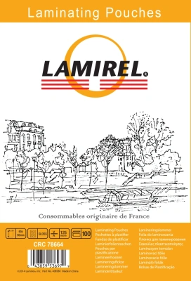Пленка для ламинирования Fellowes 125мкм (100шт) глянцевая 65x95мм Lamirel LA-7866401 (LA-78664)