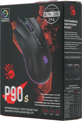 Мышь A4Tech Bloody P90s черный оптическая 8000dpi USB 7but (P90S STONE BLACK)
