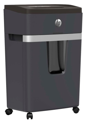 Шредер HP Pro 12MC черный (секр.P-5) фрагменты 12лист. 25лтр. скрепки скобы пл.карты