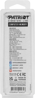 Память DDR4 16GB 2666MHz Patriot PSD416G26662 Signature RTL PC4-21300 CL19 DIMM 288-pin 1.2В single rank Ret