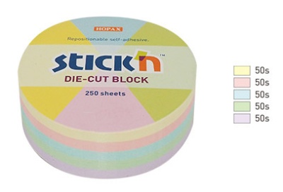 Блок самоклеящийся бумажный Stick`n 21829 67x67мм 250лист. пастель ассорти "круг"