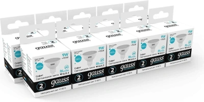 Лампа светодиодная Gauss Elementary MR16 9Вт цок.:GU5.3 софит 220B св.свеч.бел.теп. MR16 (упак.:1шт) (13529)