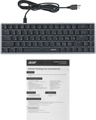 Клавиатура Acer OKW302 механическая серебристый USB Multimedia for gamer для ноутбука LED (ZL.KBDCC.01C) кабель 1.8м