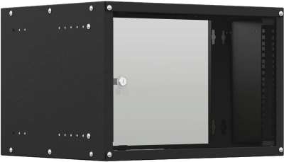 Шкаф коммутационный NTSS Lime (NTSS-WL6U5560GS-BL) настенный 6U 550x600мм пер.дв.стекл несъемн.бок.пан. 30кг черный 520мм 12кг 110град. 500мм IP20