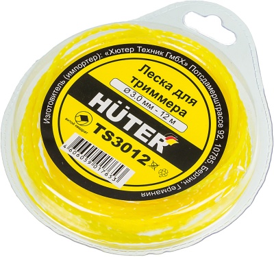 Леска для садовых триммеров Huter TS3012 d=3мм L=12м для Huter GGT-1900S(T) (71/2/3)