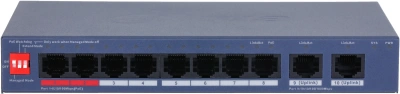 Коммутатор Dahua DH-CS4010-8ET2GT-110 (L2) 8x100Мбит/с 2x1Гбит/с 8PoE 110W управляемый