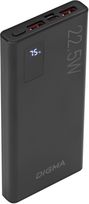 Мобильный аккумулятор Digma DGPF10A 10000mAh QC3.0/PD3.0 22.5W 3A 2xUSB-A/USB-C черный (DGPF10A22PBK)