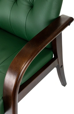 Кресло Бюрократ T-9928WALNUT-CF зеленый кожа на ножках дерево