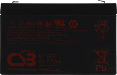 Батарея для ИБП CSB GP672 6В 7.2Ач