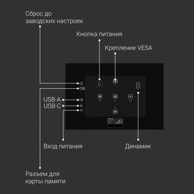 Фоторамка Digma 11" PF-1155 1280x800 черный пластик 16Gb Видео WiFi