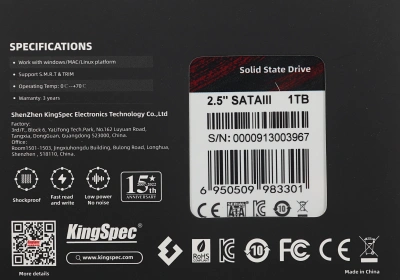 Накопитель SSD Kingspec SATA-III 1TB P3-1TB 2.5"