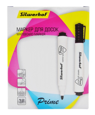 Маркер для досок Silwerhof Prime пулевидный пиш. наконечник 1-3мм черный коробка