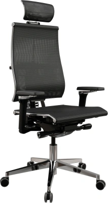Кресло руководителя эргономичное Метта Yoga 4DF B2-5D - YM93 черный сиденье черный сетка с подголов. крестов. сталь хром