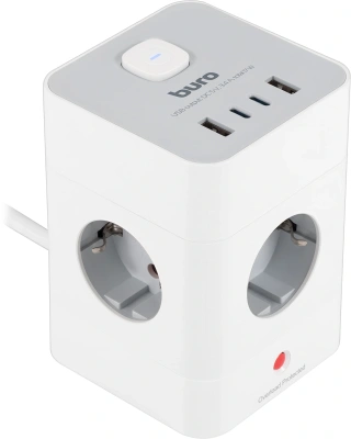 Сетевой удлинитель Buro BU-PTE4.1UC-W 1.5м (4 розетки) белый (коробка)