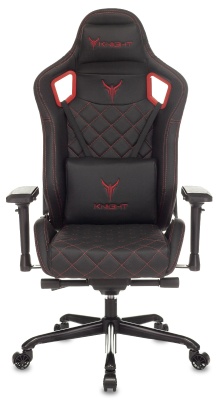 Кресло игровое Knight Titan черный/красный ромбик экокожа с подголов. крестов. металл