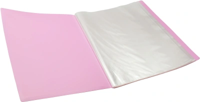 Папка-портфолио с 40 прозр.вклад. Silwerhof SCR-P40PIN A4 пластик 0.7мм карм.на лиц.стор. розовый
