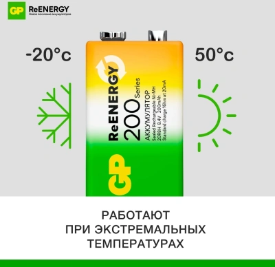 Аккумулятор GP 20R8H 9V Крона 9V NiMH 200mAh (1шт)