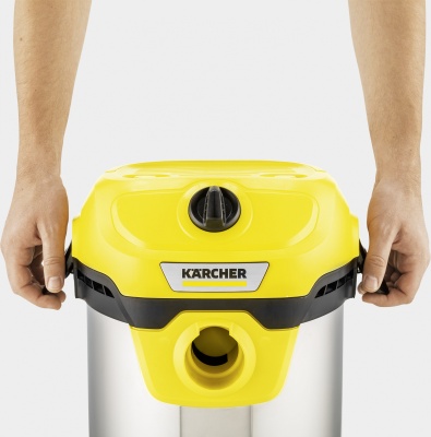 Строительный пылесос Karcher WD 2 Plus S V-15/4/18 1000Вт (уборка: сухая/влажная/выдув/сбор воды) желтый