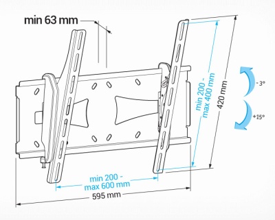 Кронштейн для телевизора Holder PTS-4006 черный 32"-60" макс.40кг настенный наклон