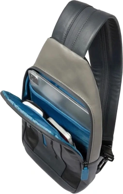 Рюкзак слинг мужской Piquadro Urban CA6540UB00/NGR черный/серый натур.кожа