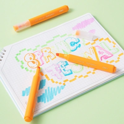 Текстовыделитель Deli EU12S-OR скошенный пиш. наконечник 1-5мм оранжевый коробка картонная