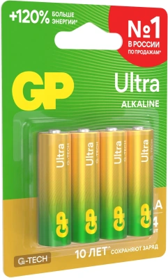 Батарея GP Ultra Alkaline 15AUA21-2CRSBC4 AA (4шт) блистер