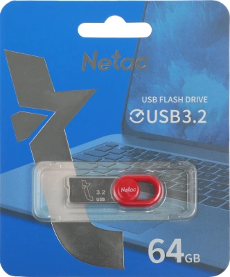 Флеш Диск Netac 64Gb UM2 NT03UM2N-064G-32RE USB3.2 серебристый/красный