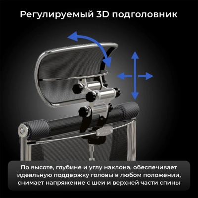 Кресло руководителя эргономичное Метта Yoga Spine Black Edition черный сиденье черный сетка с подголов. крестов.5-луч. металл хром