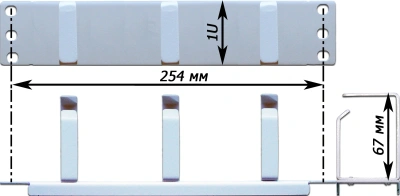 Кабельный органайзер горизонтальный Lanmaster TWT-ORG1U-3V/10 кольца 1U шир.:10" глуб.:67мм
