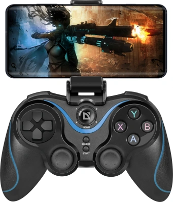 Геймпад Defender Blaster черный Bluetooth Беспроводной виброотдача (в компл.:держатель для смартфона/кабель USB) (64283)