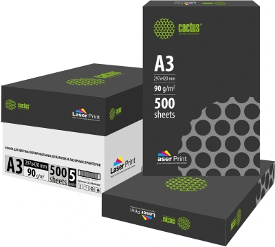 Бумага Cactus CS-LPA390500 A3 марка A/90г/м2/500л./белый CIE170% для лазерной печати