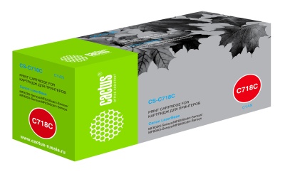 Картридж лазерный Cactus CS-C718C 718 C голубой (2900стр.) для Canon i-Sensys MF8330/MF8340/MF8350/MF8360/MF8540/MF8580/LBP7200/7210/7660/7680