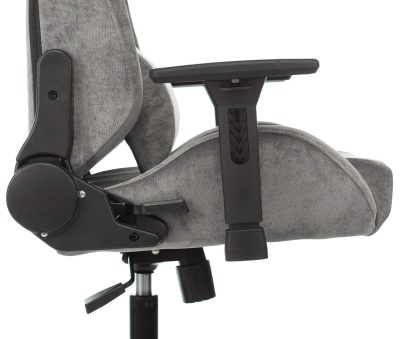 Кресло игровое Knight N1 Fabric серый Light-19 с подголов. крестов. металл
