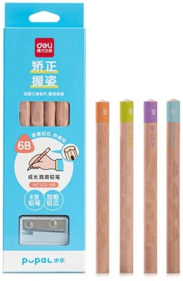 Карандаш ч/г Deli HC123-6B Pupal 6В коробка + точилка