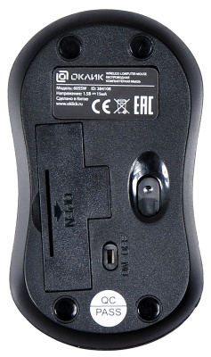 Мышь Оклик 605SW черный оптическая 1200dpi беспров. USB для ноутбука 3but (384108)