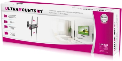 Кронштейн для телевизора Ultramounts UM878 черный 32"-55" макс.35кг настенный поворотно-выдвижной и наклонный