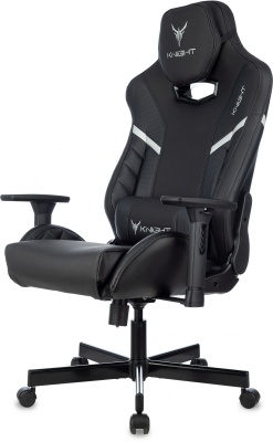 Кресло игровое Knight Thunder 5X черный экокожа с подголов. крестов. металл