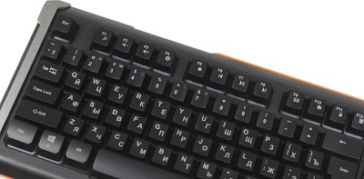 Клавиатура Оклик 717G BLACK DEATH черный/оранжевый USB Multimedia for gamer LED (476395) кабель 1.5м