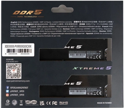 Память DDR5 2x16GB 7600MHz Patriot PVXR532G76C36K Viper Xtreme RGB RTL Gaming PC5-60800 CL36 DIMM UDIMM 288-pin 1.45В с радиатором Ret