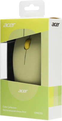 Мышь Acer OMR205 зеленый/желтый оптическая 1200dpi беспров. USB для ноутбука 3but (ZL.MCEEE.02J)