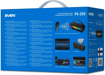 Колонка порт. Sven PS-255 черный 12W 2.0 BT 3600mAh (SV-022563)