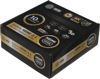 Кабель аудио-видео Cactus CS-HDMI-AOC-2.1-20 HDMI (m)/HDMI (m) 20м. позолоч.конт. черный
