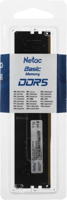 Память DDR5 16GB 4800MHz Netac NTBSD5P48SP-16 Basic RTL Gaming PC5-38400 CL40 DIMM UDIMM 288-pin 1.1В Intel single rank Ret