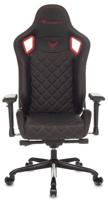Кресло игровое Knight Titan черный/красный ромбик экокожа с подголов. крестов. металл