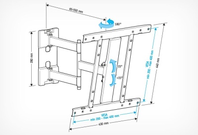 Кронштейн для телевизора Holder LCD-SU4601-B черный 26"-50" макс.35кг настенный поворот