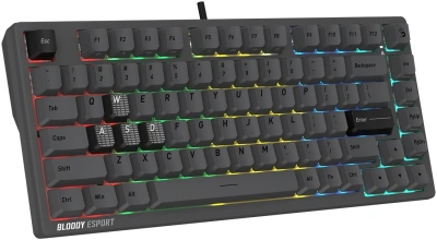 Клавиатура A4Tech Bloody MS76 темно-серый USB Multimedia for gamer LED (MS76) кабель 1.8м