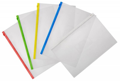 Папка на молнии Бюрократ -BPM4AGRN A4+ полипропилен 0.15мм карм.для визит. цвет молнии зеленый