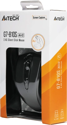 Мышь A4Tech G7-810S Air2 черный оптическая 2000dpi silent беспров. USB для ноутбука 7but